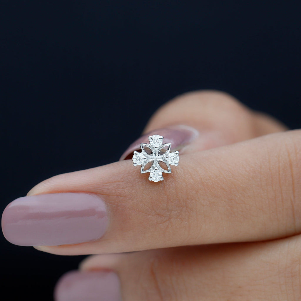 Round Moissanite Flower Earring for Cartilage Piercing