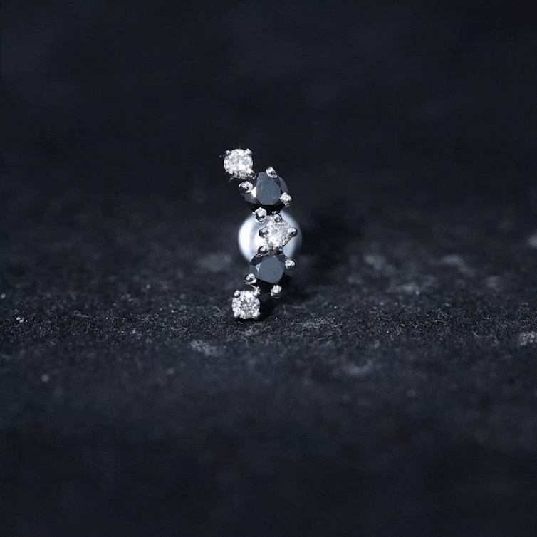 Alternate Black Onyx and Moissanite Crawler Earring
