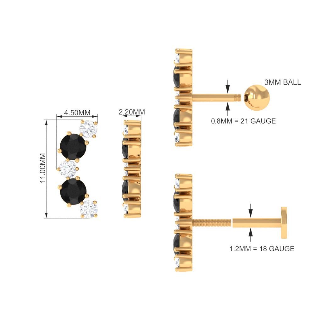 Alternate Black Onyx and Moissanite Crawler Earring