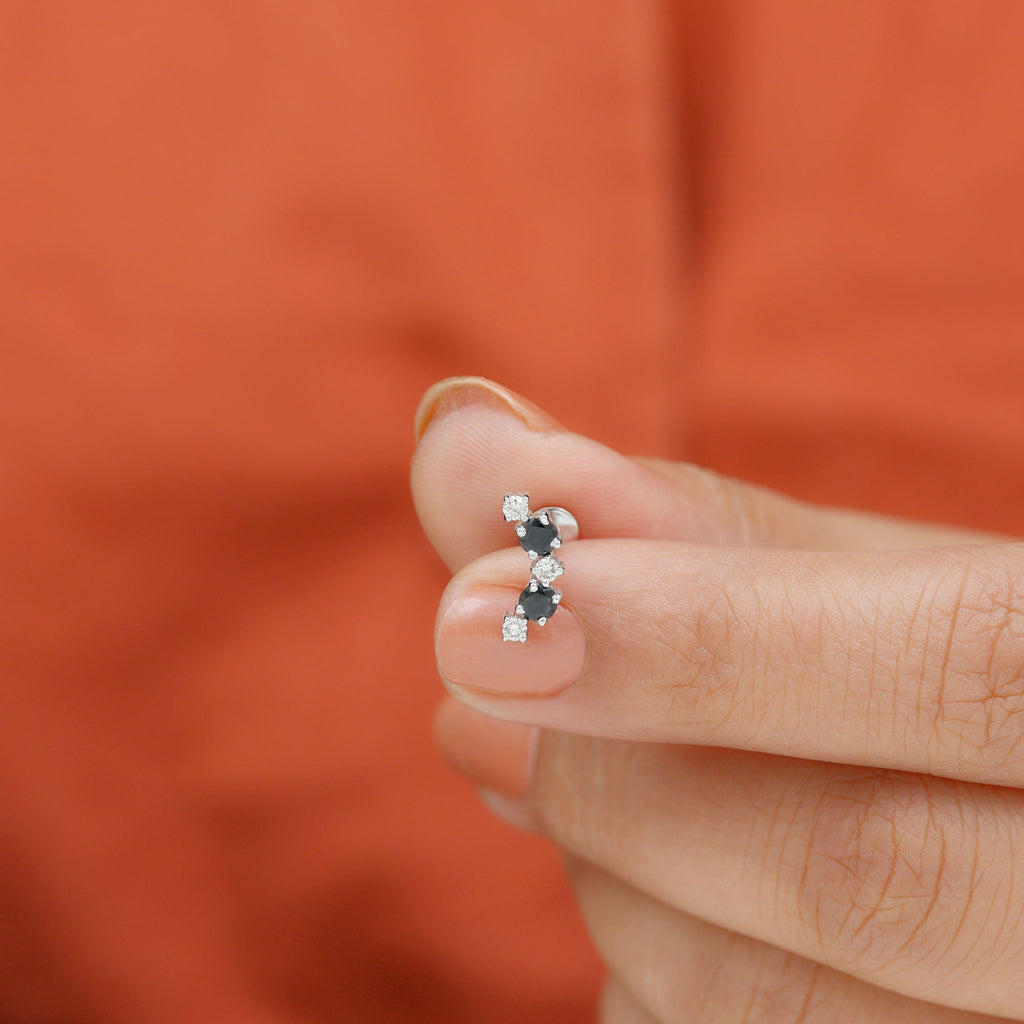 Alternate Black Onyx and Moissanite Crawler Earring