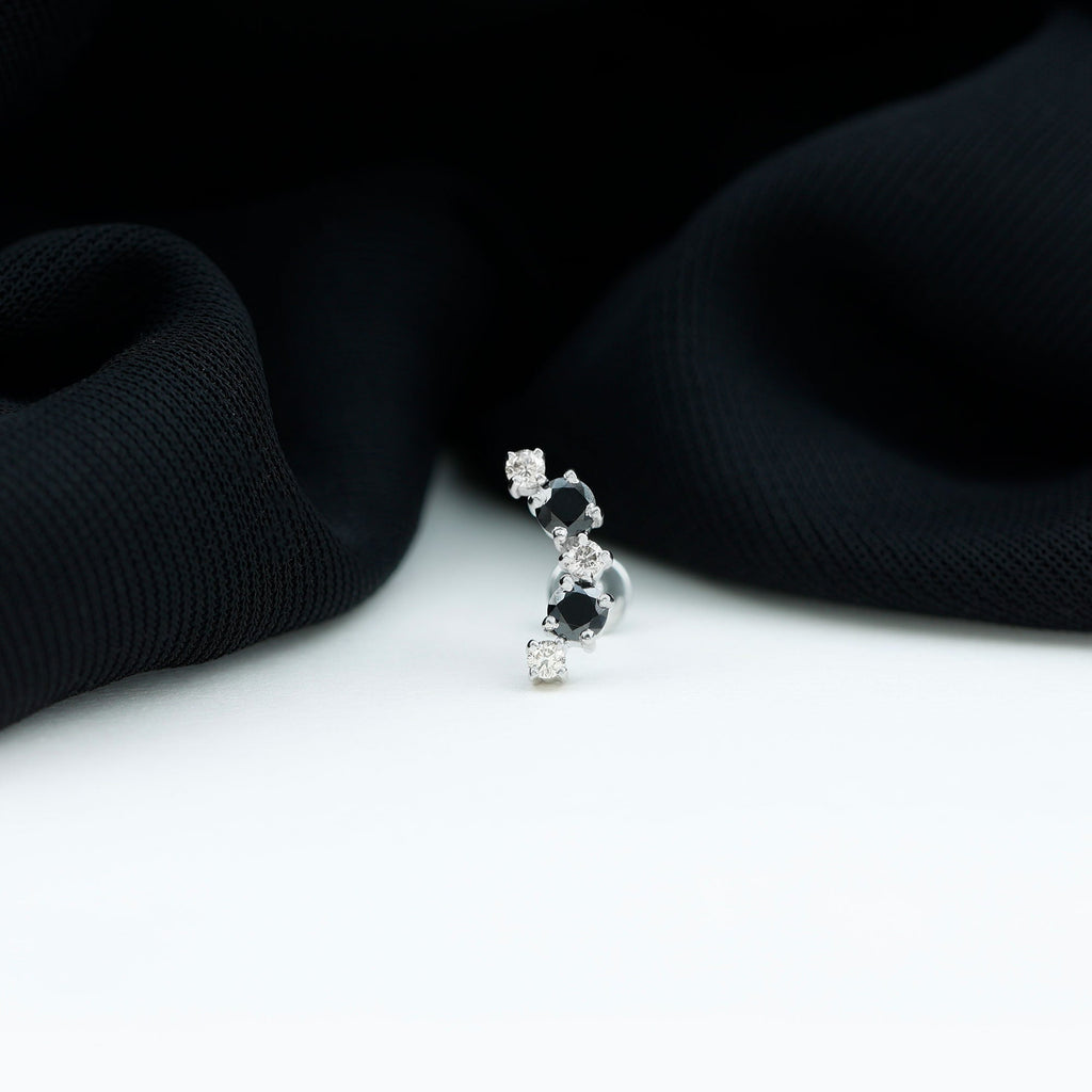Alternate Black Onyx and Moissanite Crawler Earring