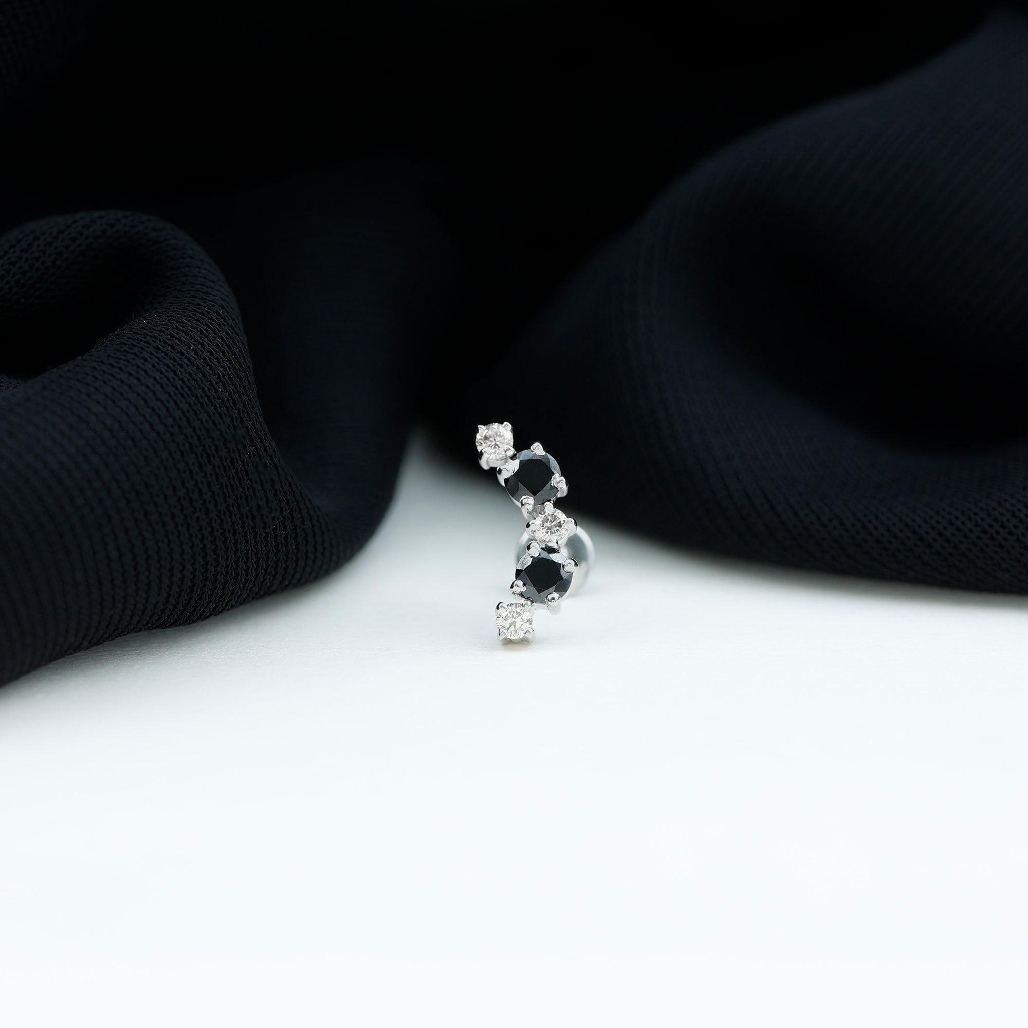 Alternate Black Onyx and Moissanite Crawler Earring