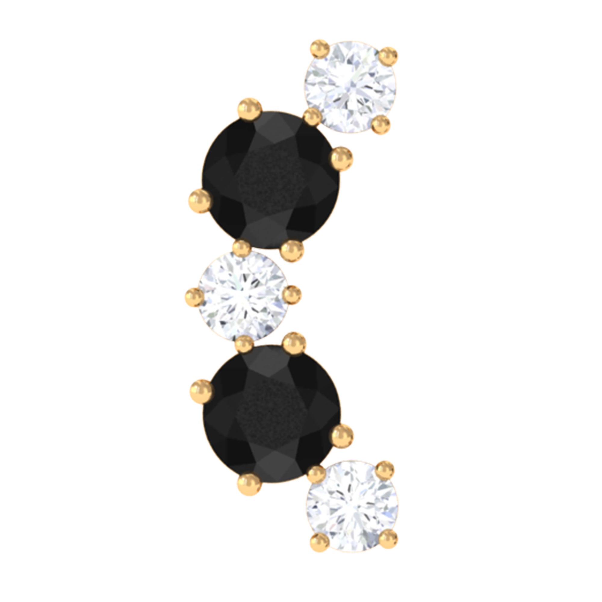 Alternate Black Onyx and Moissanite Crawler Earring