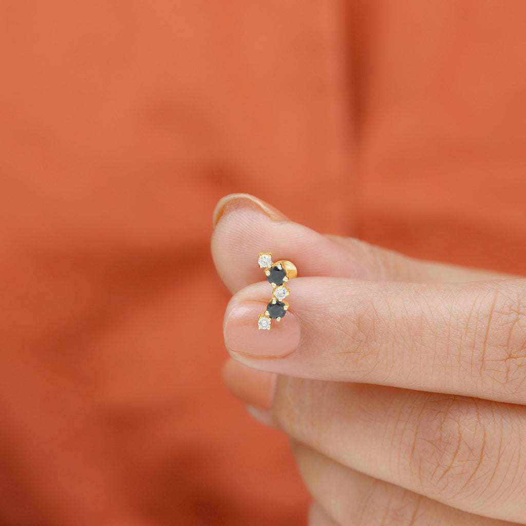 Alternate Black Onyx and Moissanite Crawler Earring