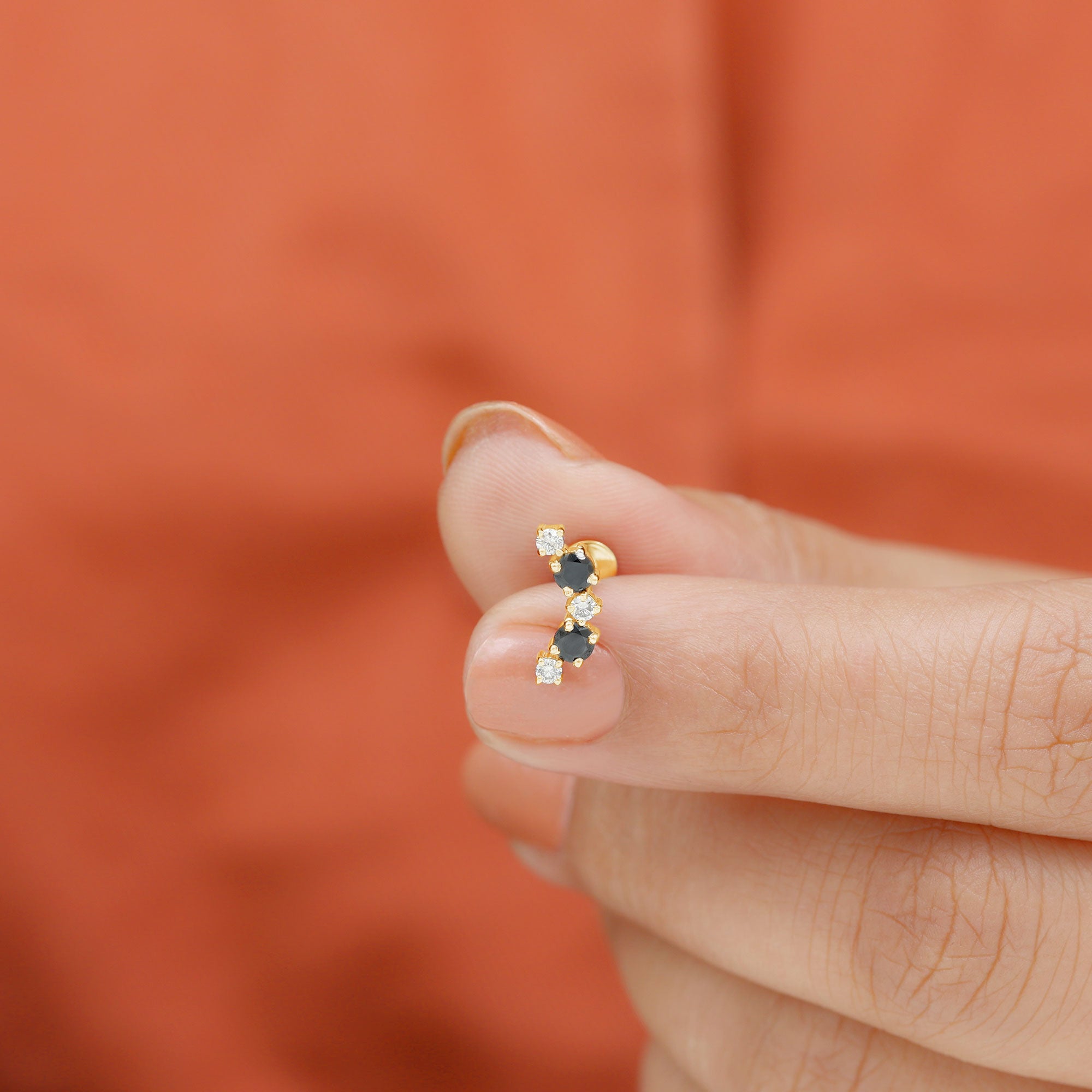 Alternate Black Onyx and Moissanite Crawler Earring