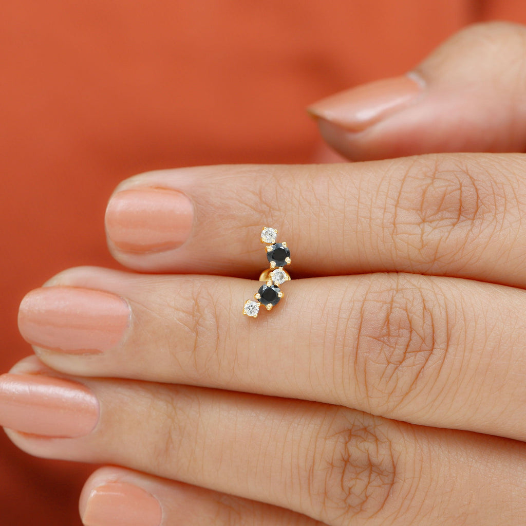 Alternate Black Onyx and Moissanite Crawler Earring