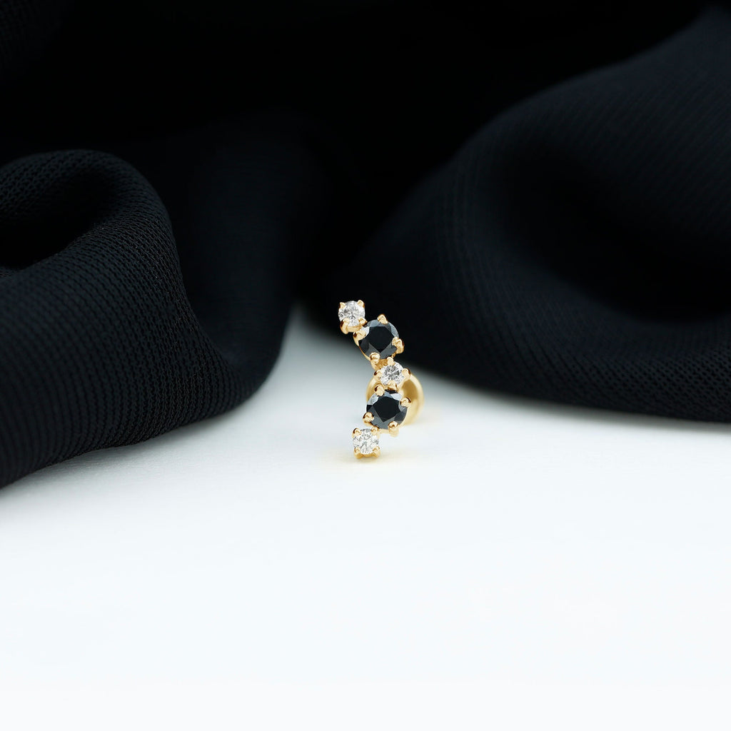 Alternate Black Onyx and Moissanite Crawler Earring