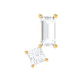 Baguette and Princess Moissanite Two Stone Helix Earring