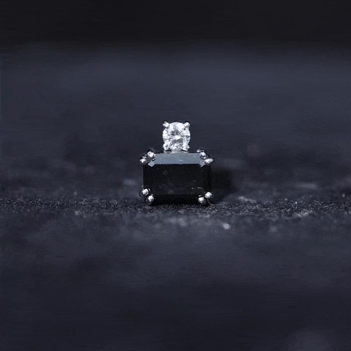 Lab Grown Black Diamond and Moissanite Helix Piercing Earring