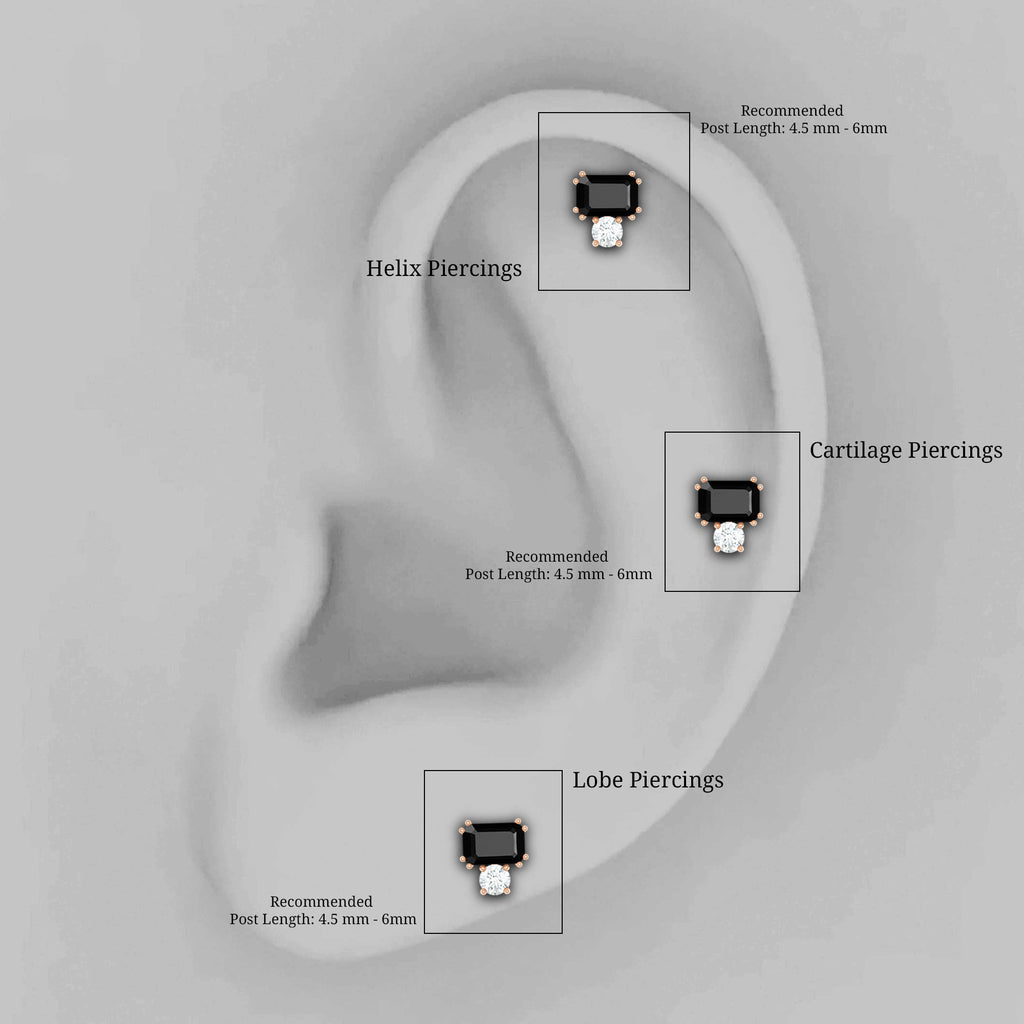 Lab Grown Black Diamond and Moissanite Helix Piercing Earring