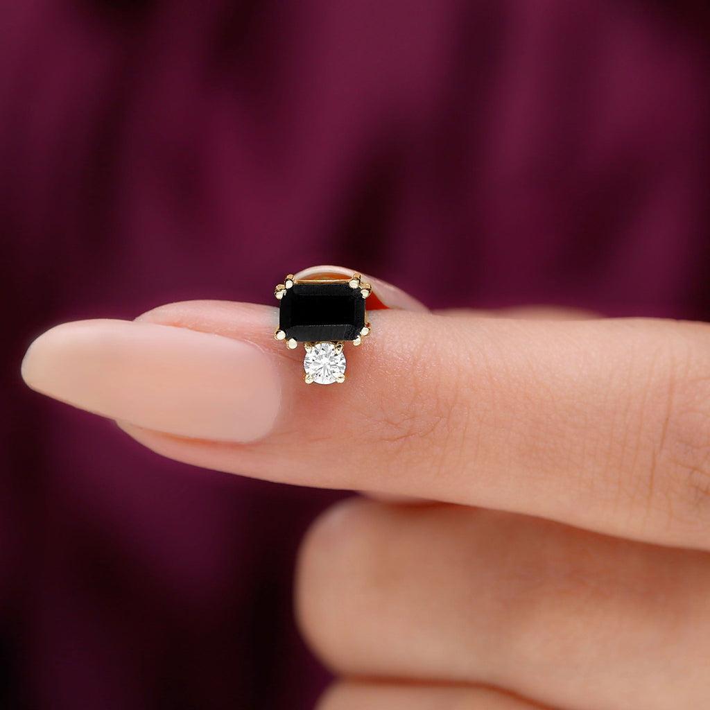 Lab Grown Black Diamond and Moissanite Helix Piercing Earring