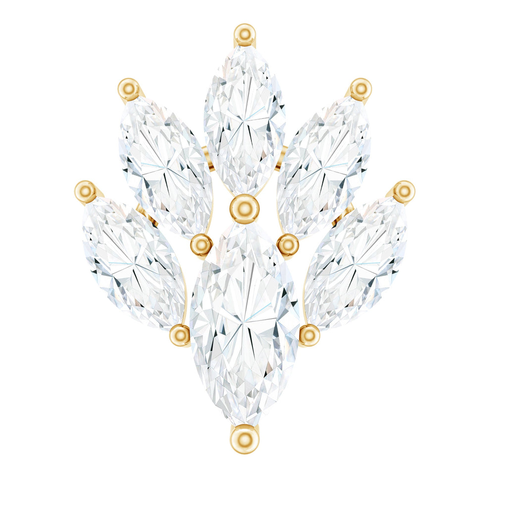 Marquise Moissanite Cluster Leaf Earring for Cartilage Piercing