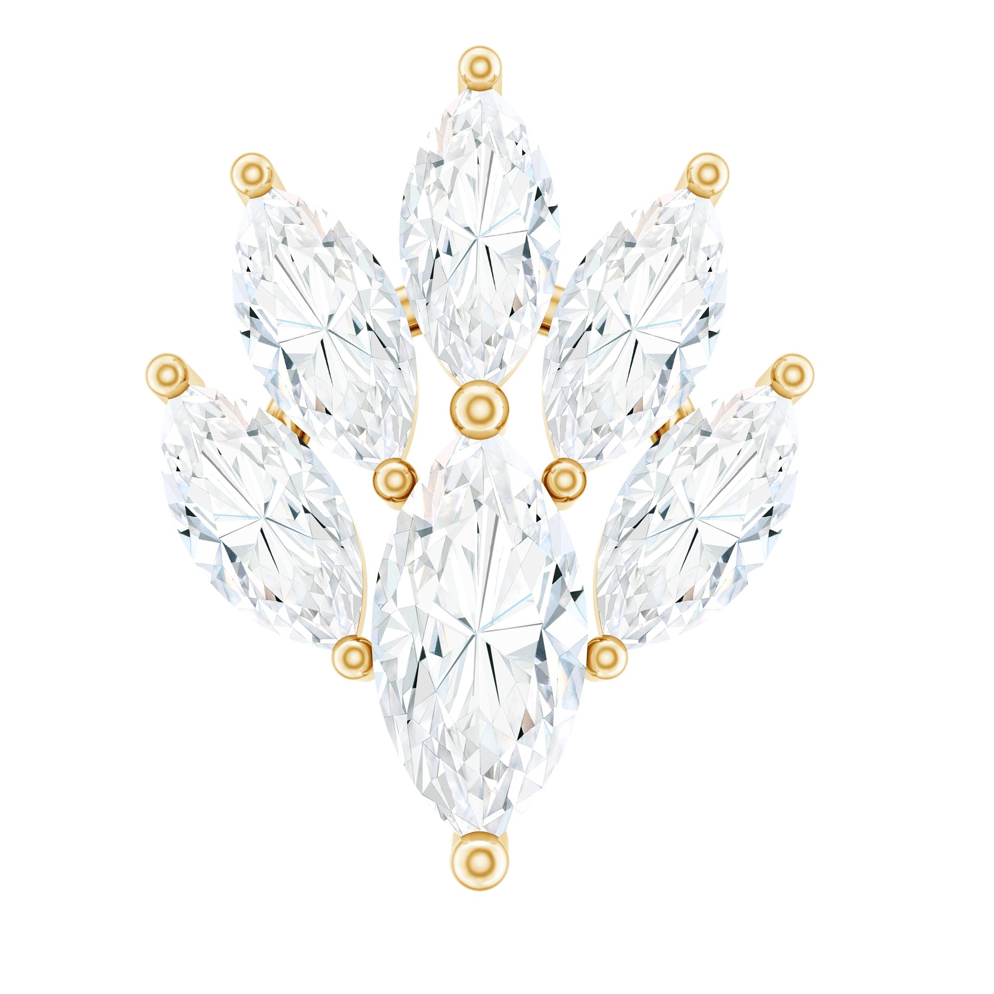 Marquise Moissanite Cluster Leaf Earring for Cartilage Piercing