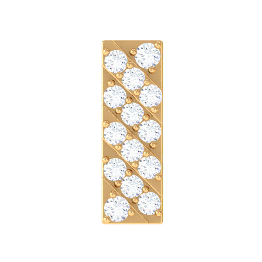 Genuine Diamond Gold Bar Earring for Tragus Piercing