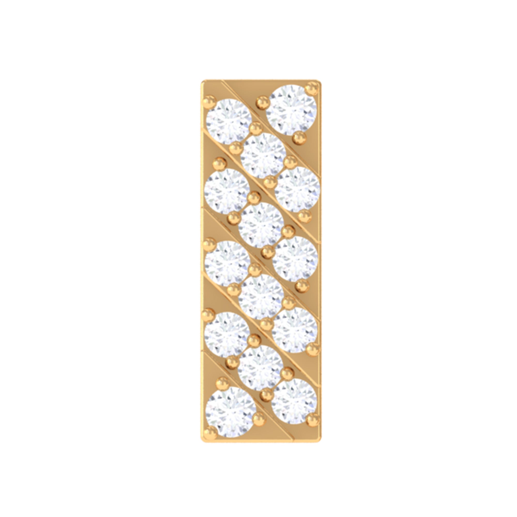 Genuine Diamond Gold Bar Earring for Tragus Piercing