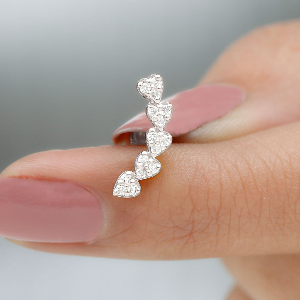 Certified Moissanite Heart Curved Crawler Earring