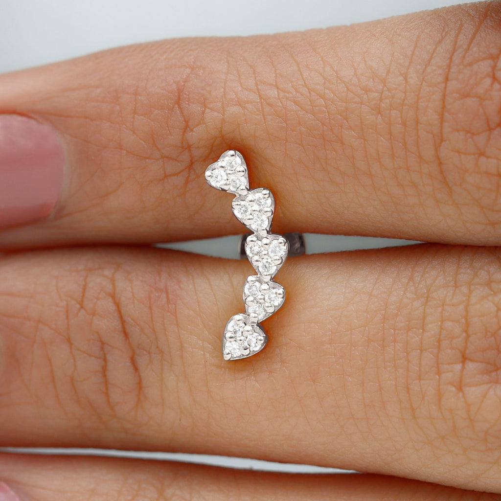 Certified Moissanite Heart Curved Crawler Earring
