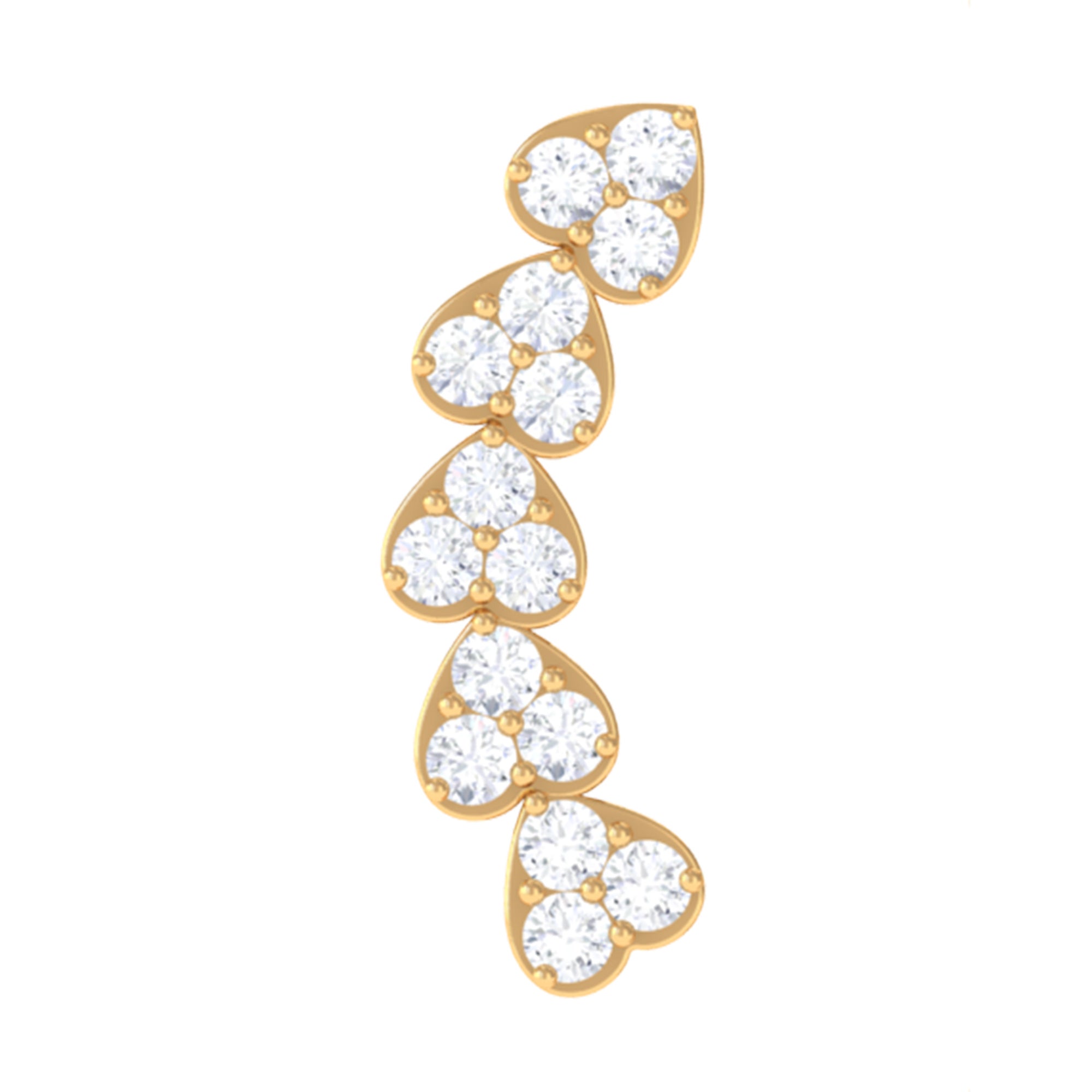 Certified Moissanite Heart Curved Crawler Earring