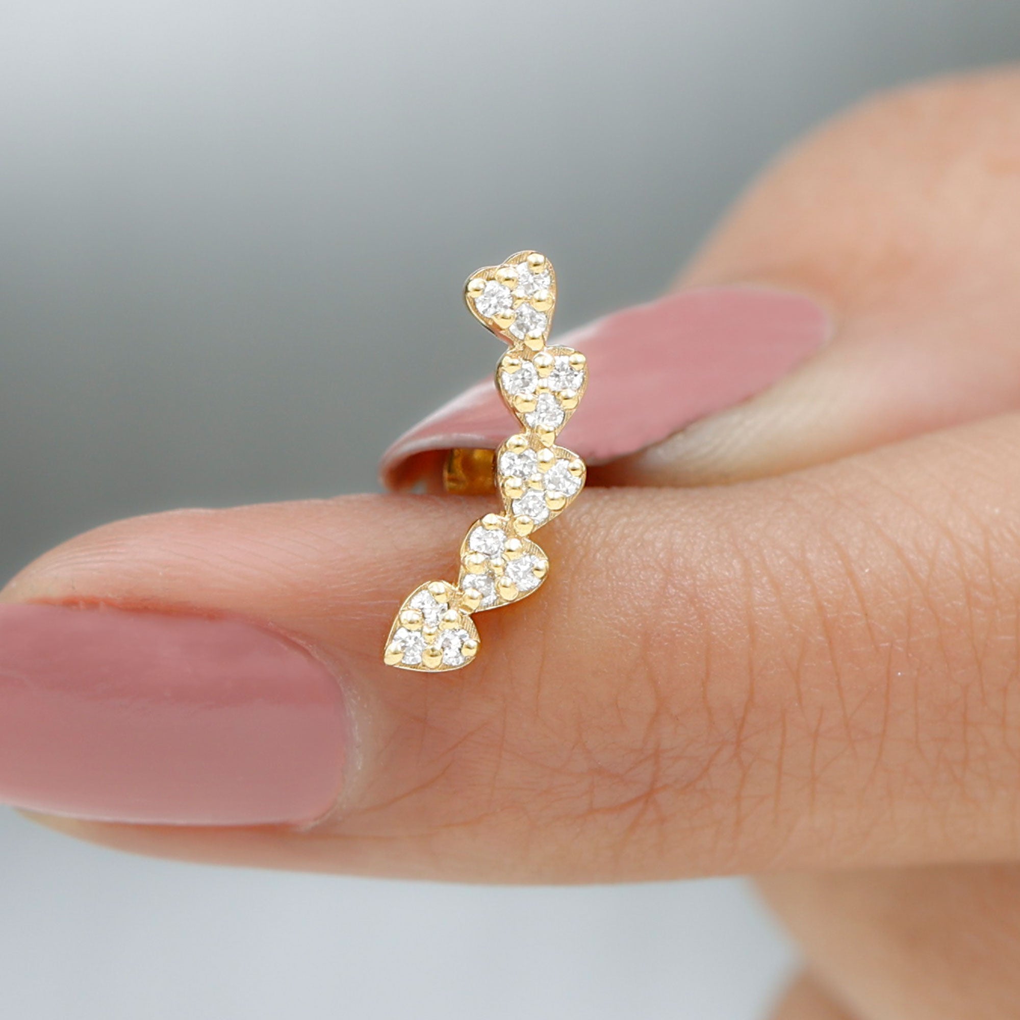 Certified Moissanite Heart Curved Crawler Earring