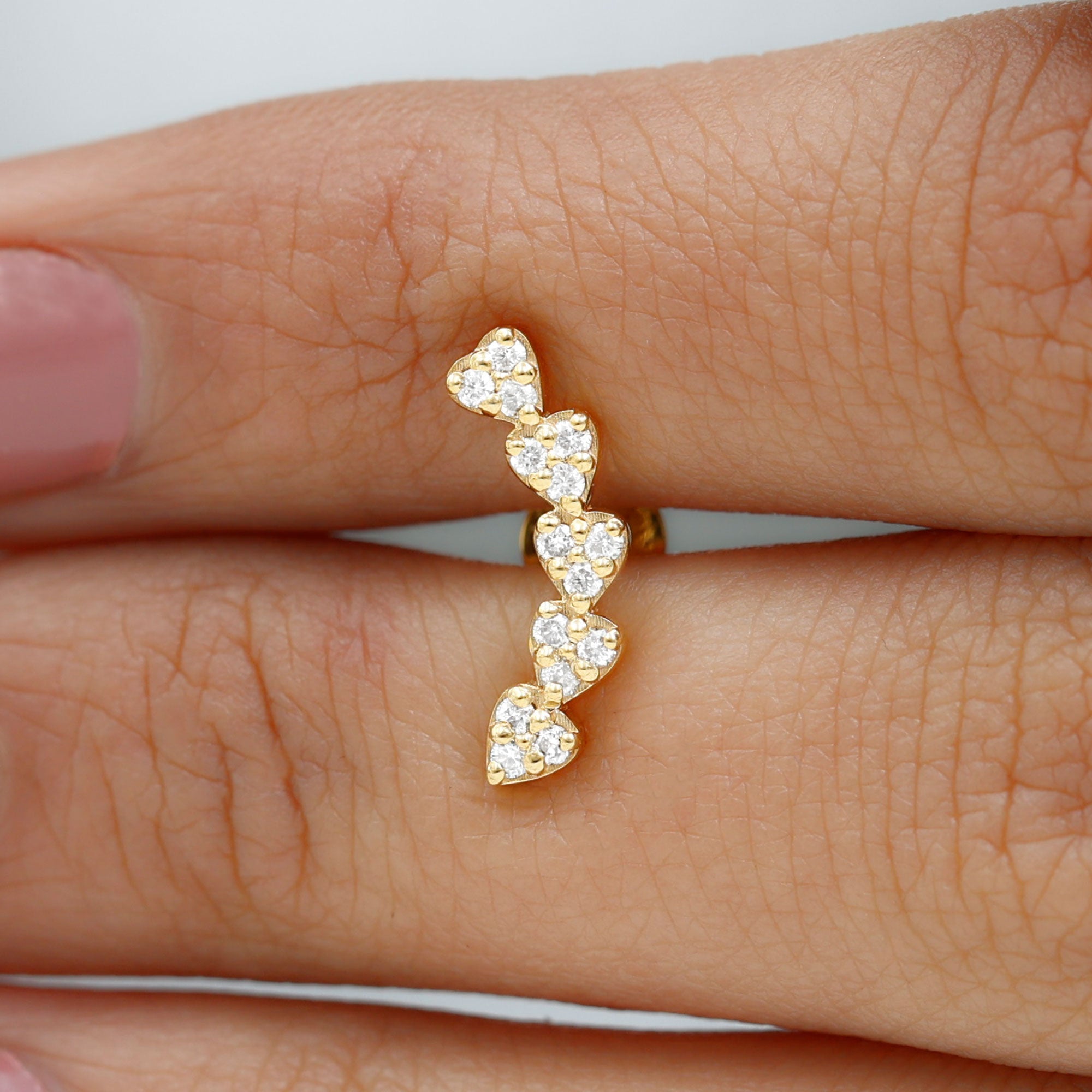 Certified Moissanite Heart Curved Crawler Earring