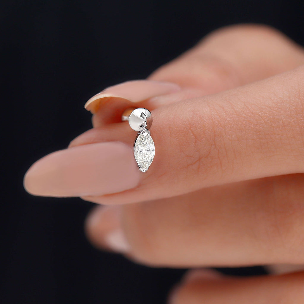 Marquise Diamond Cartilage Dangle Earring