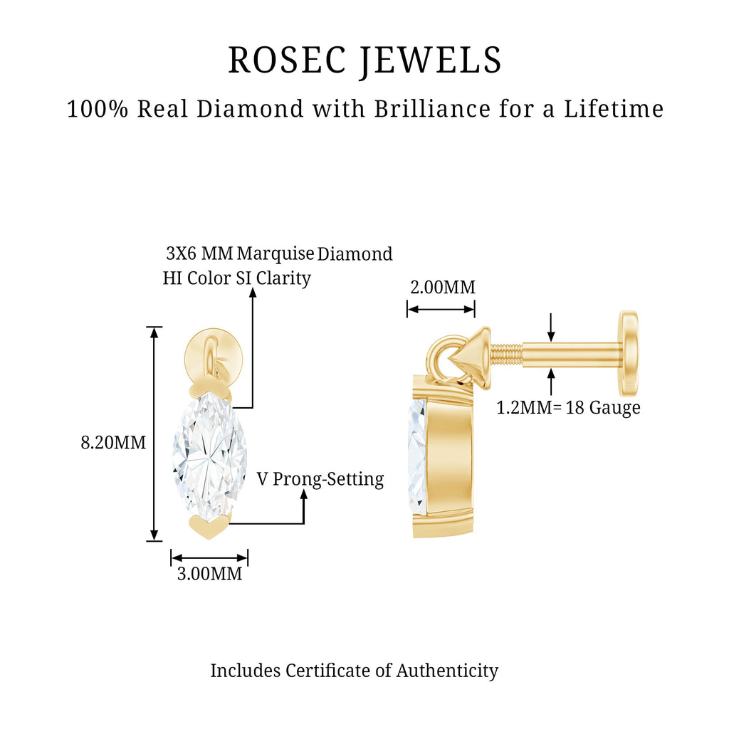 Marquise Diamond Cartilage Dangle Earring