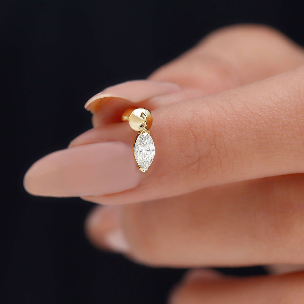 Marquise Diamond Cartilage Dangle Earring