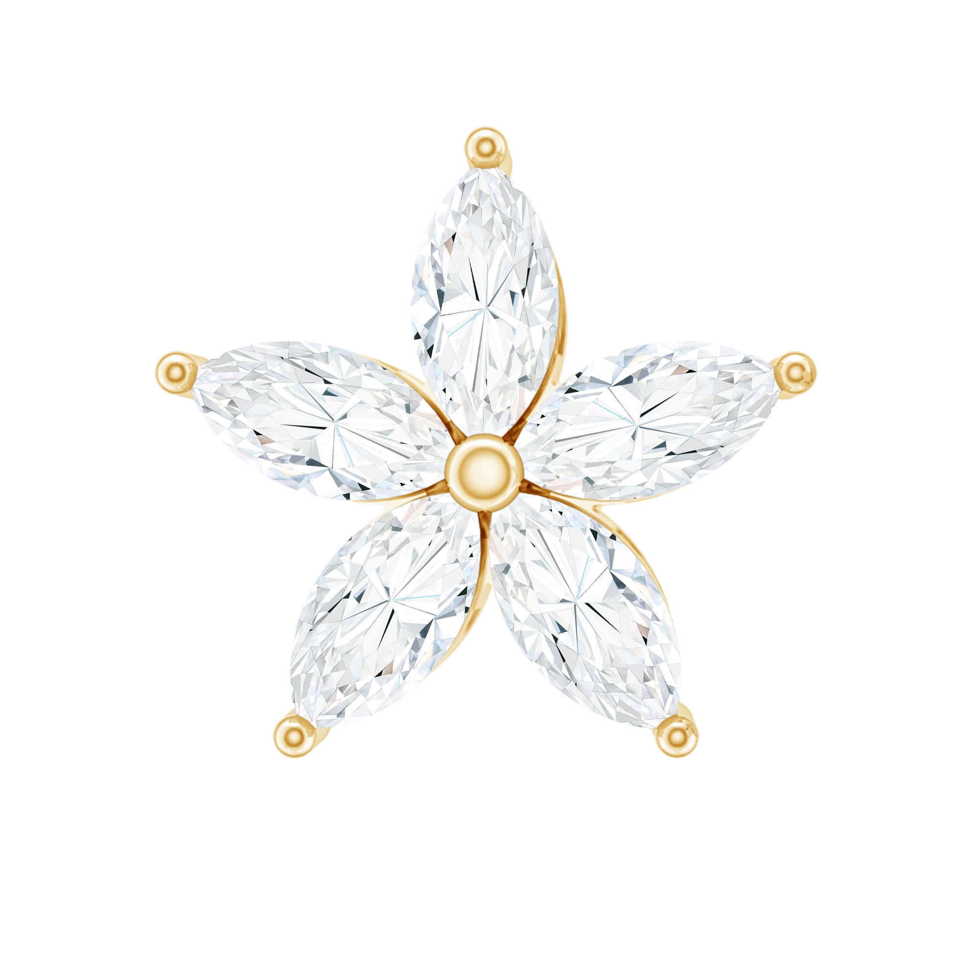 Marquise Cut Moissanite Floral Earring for Cartilage Piercing