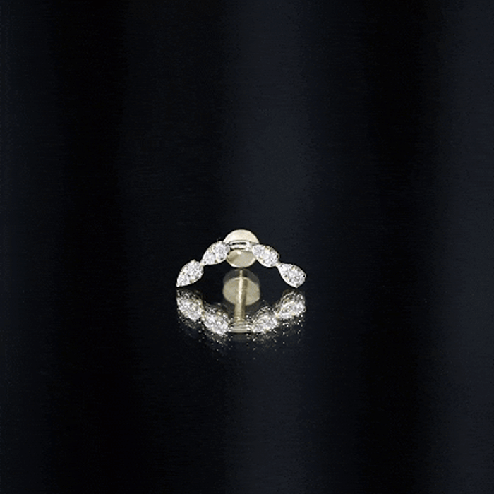 Certified Moissanite Curved Helix Earring in Gold
