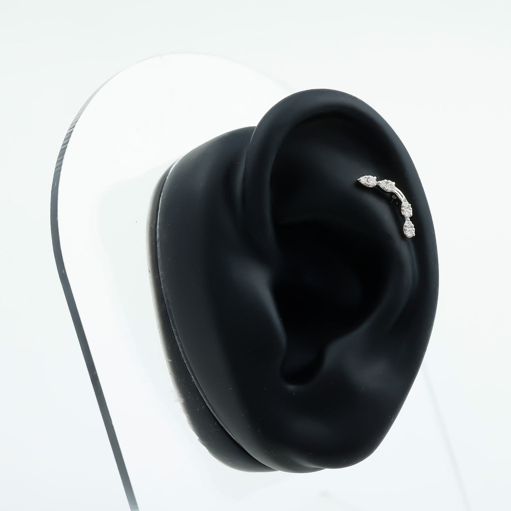 Certified Moissanite Curved Helix Earring in Gold