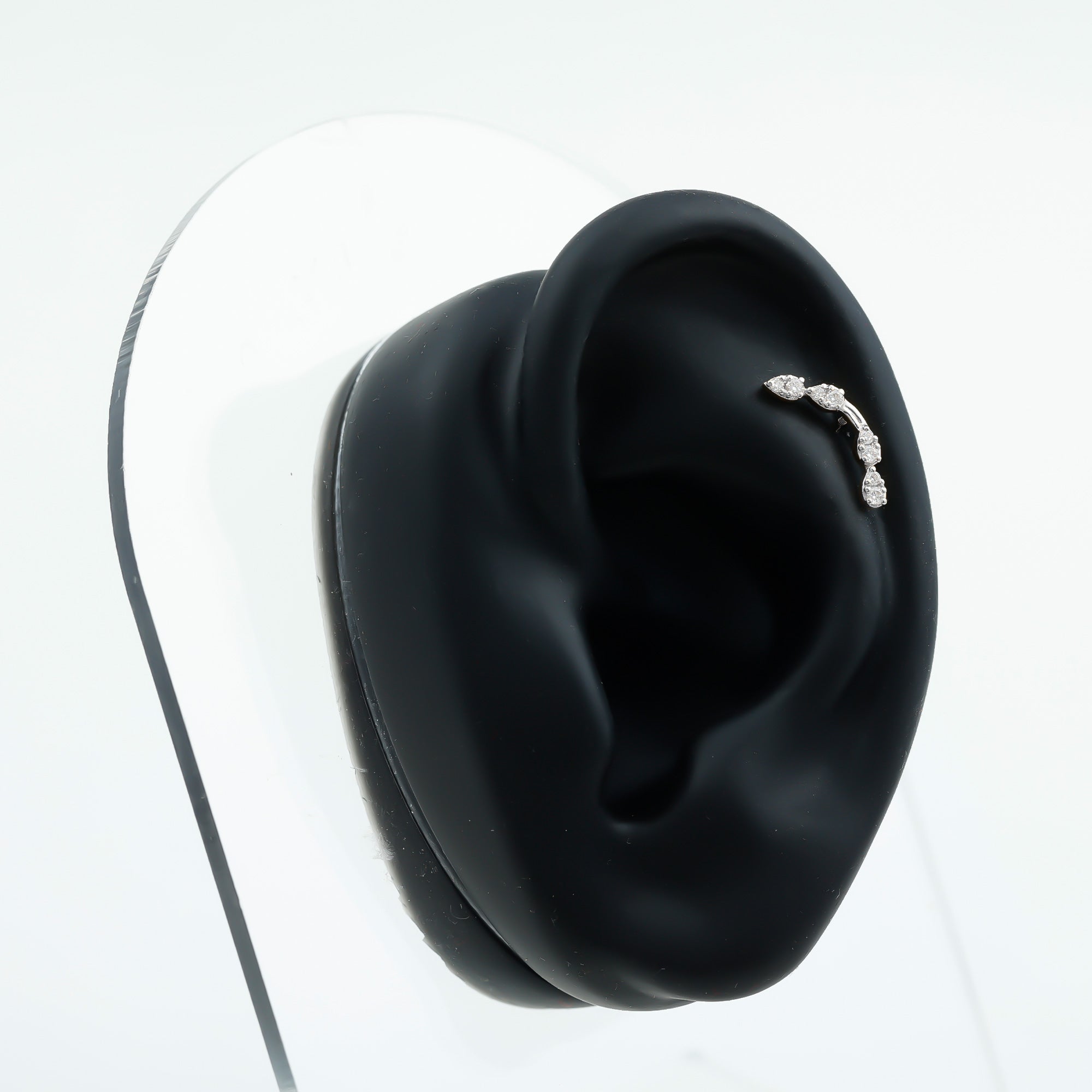 Certified Moissanite Curved Helix Earring in Gold