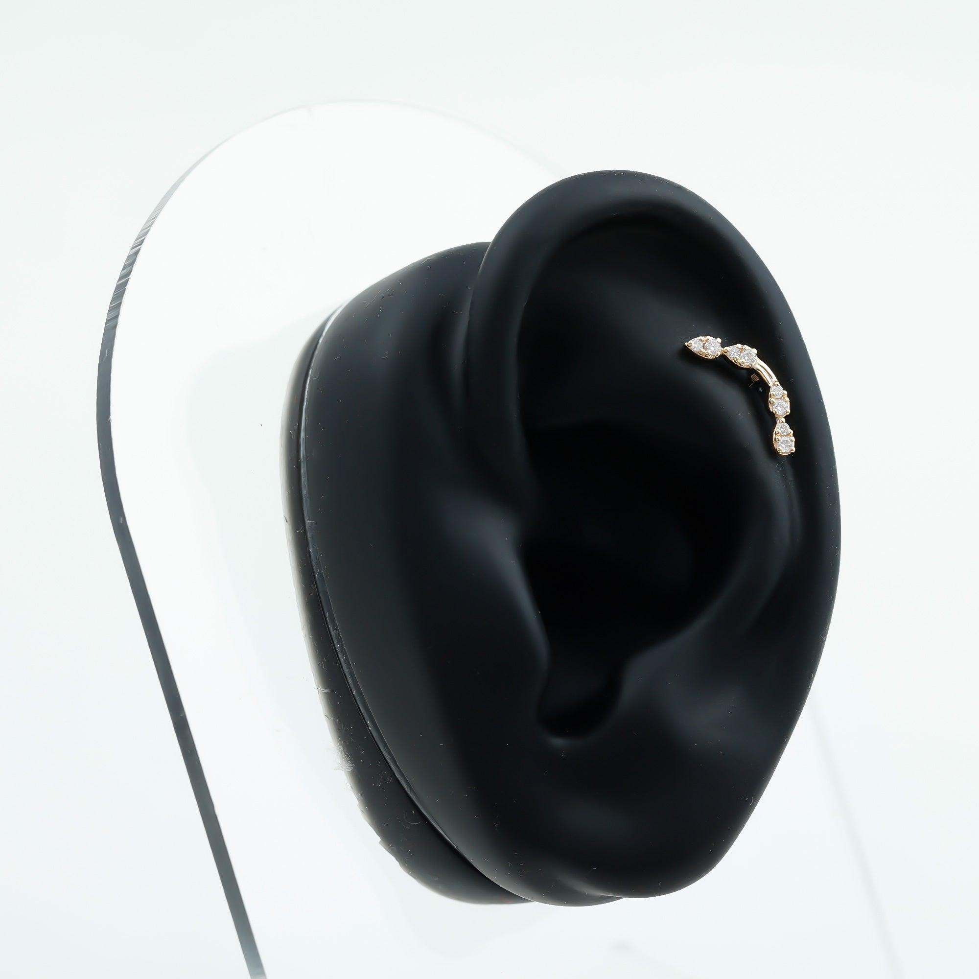 Certified Moissanite Curved Helix Earring in Gold