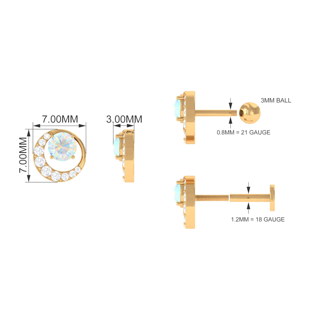 Real Ethiopian Opal Circle Cartilage Earring