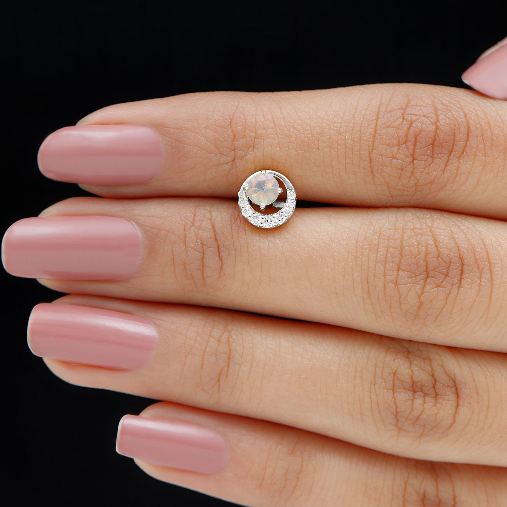 Real Ethiopian Opal Circle Cartilage Earring