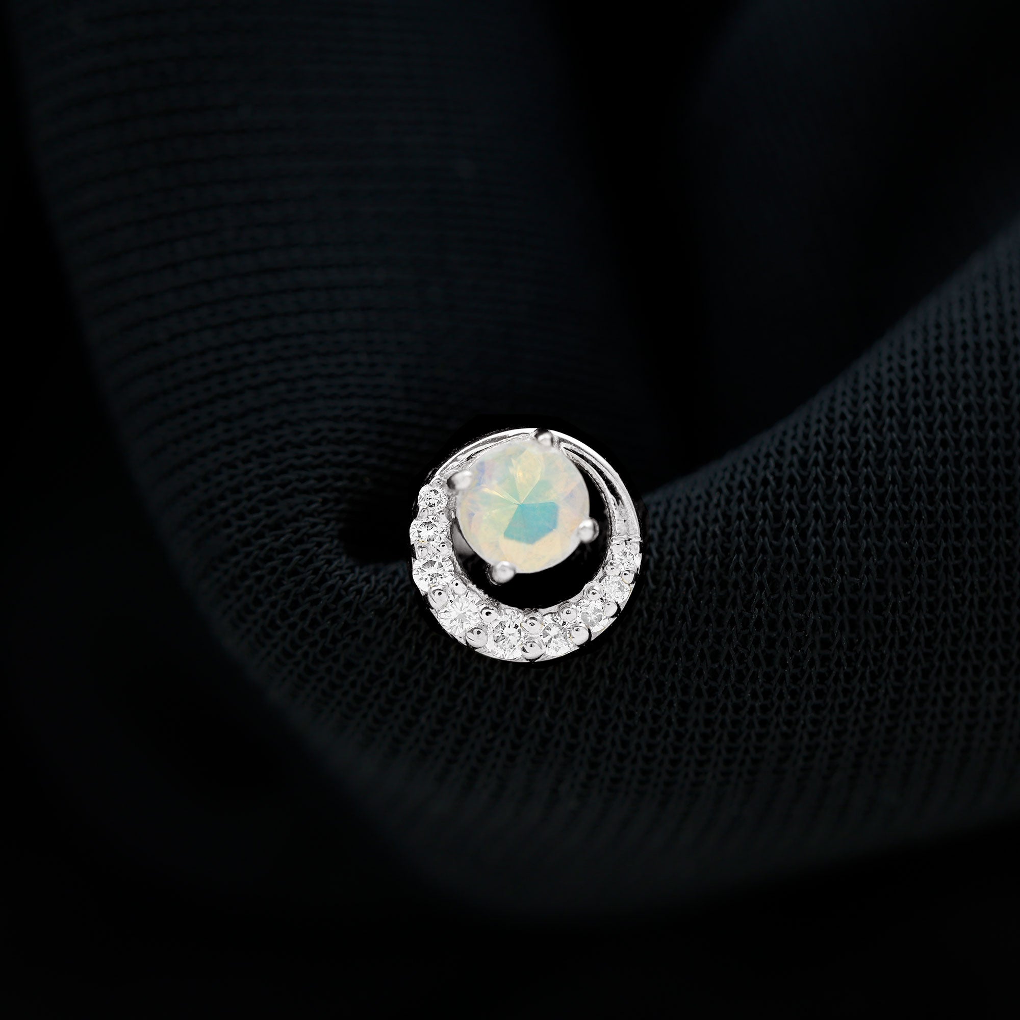 Real Ethiopian Opal Circle Cartilage Earring