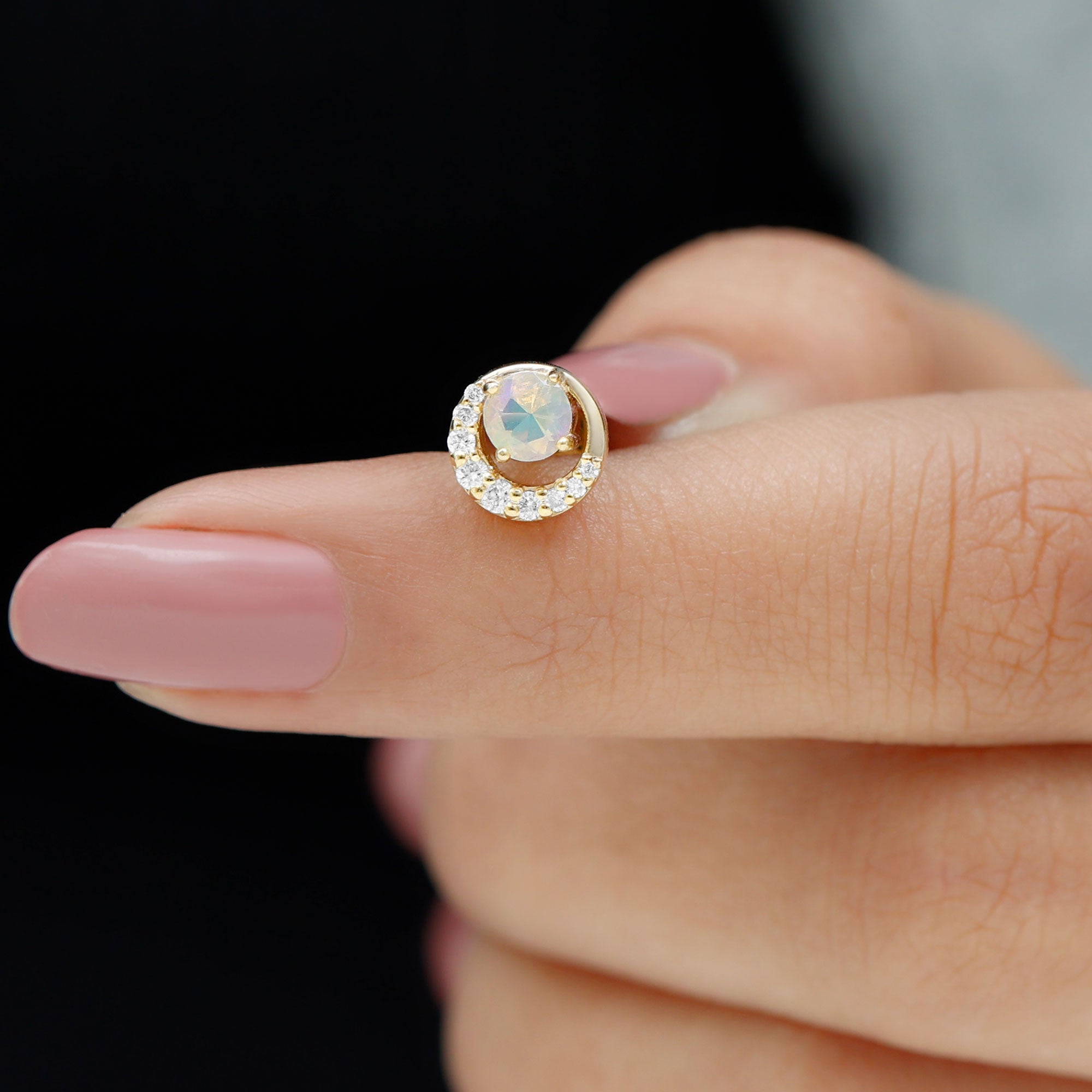 Real Ethiopian Opal Circle Cartilage Earring