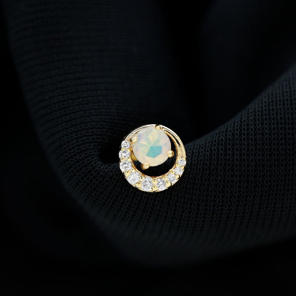 Real Ethiopian Opal Circle Cartilage Earring