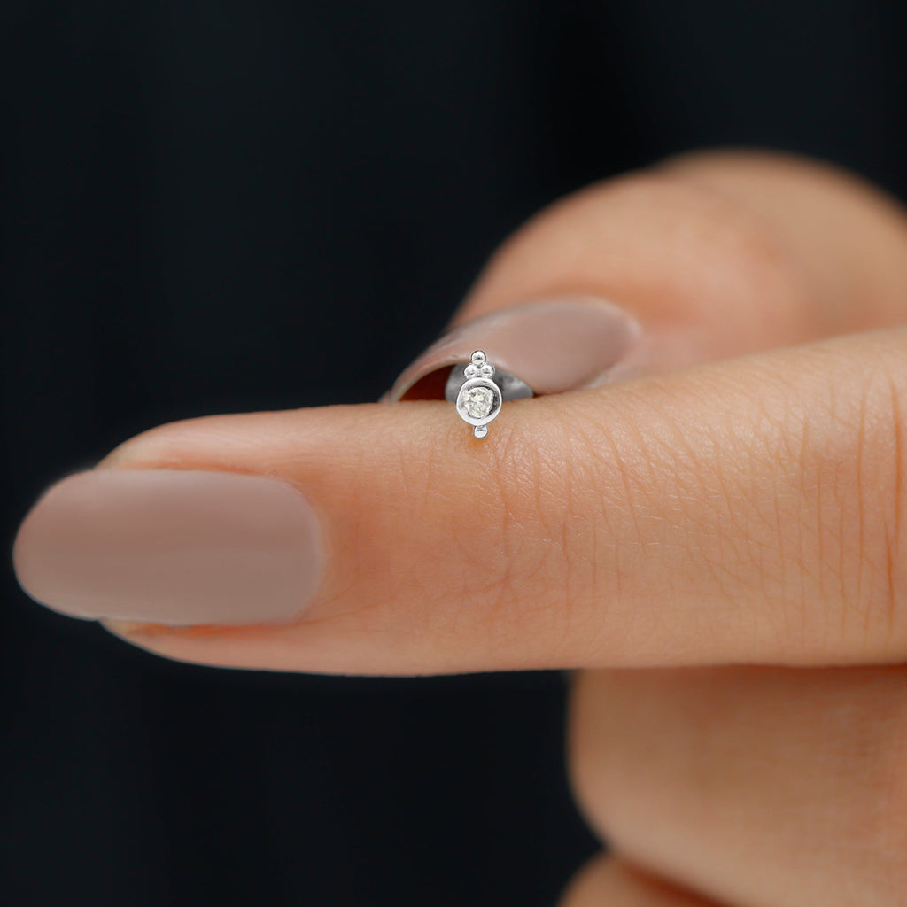 Dainty Diamond Beaded Conch Earring