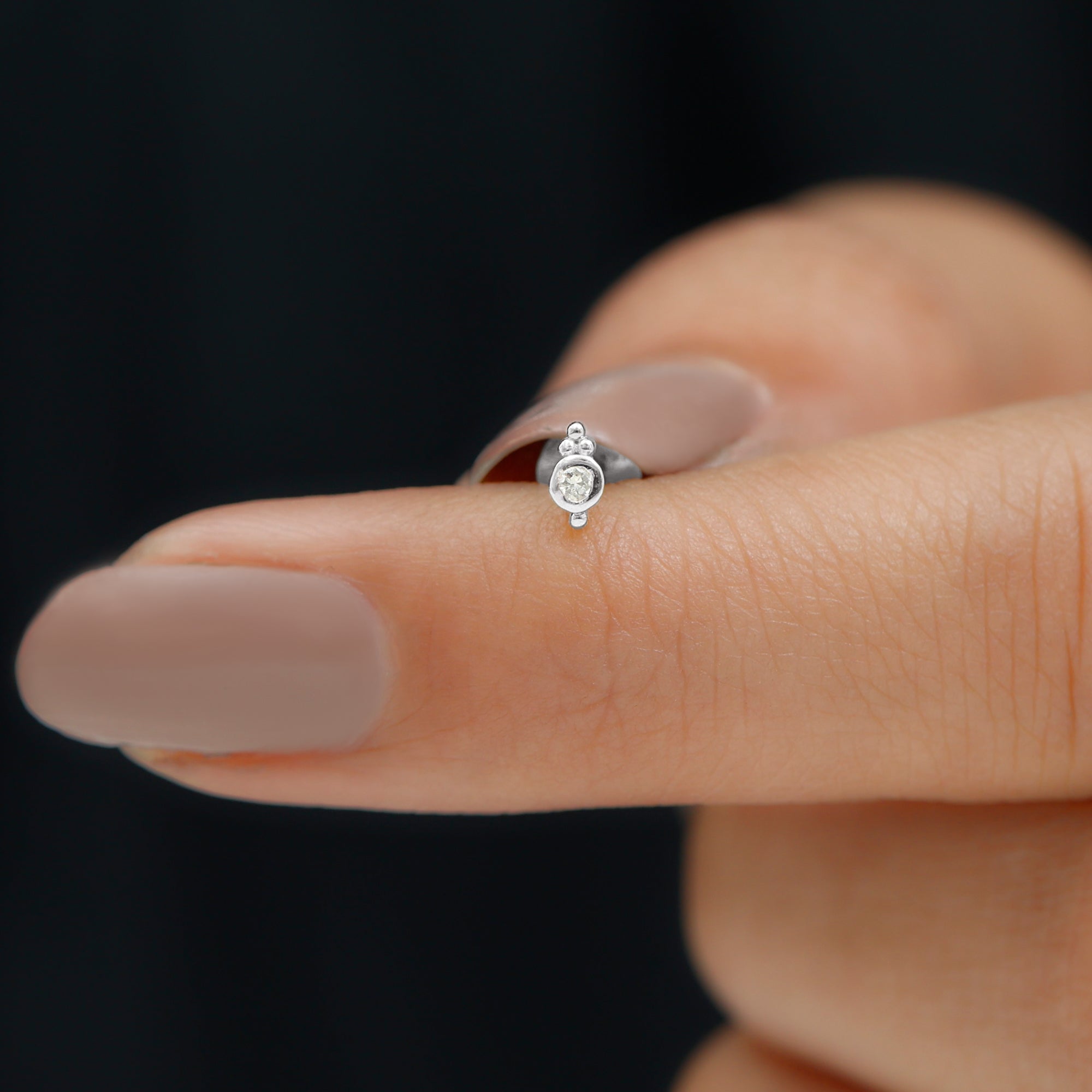 Dainty Diamond Beaded Conch Earring