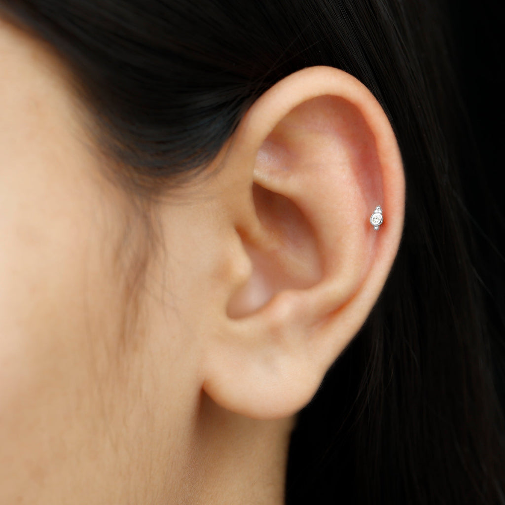 Dainty Diamond Beaded Conch Earring