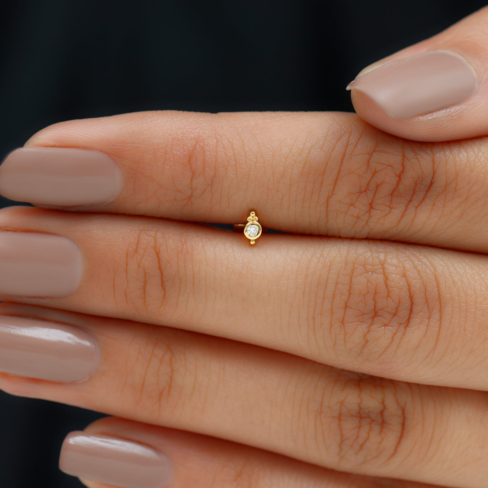 Dainty Diamond Beaded Conch Earring