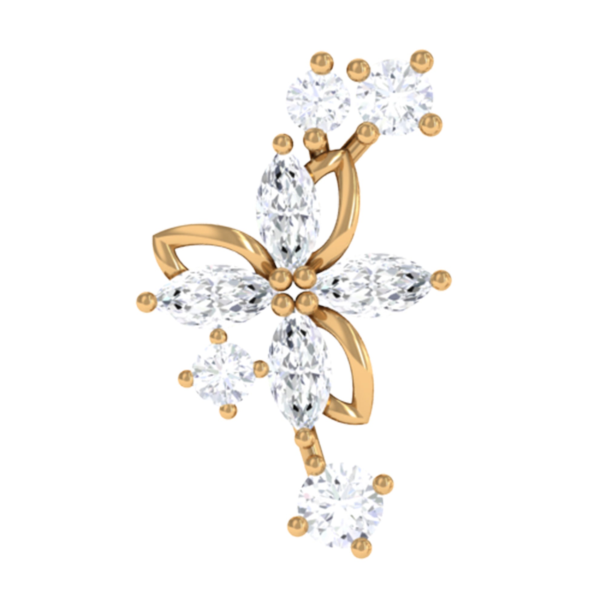 Certified Moissanite Flower Crawler Earring