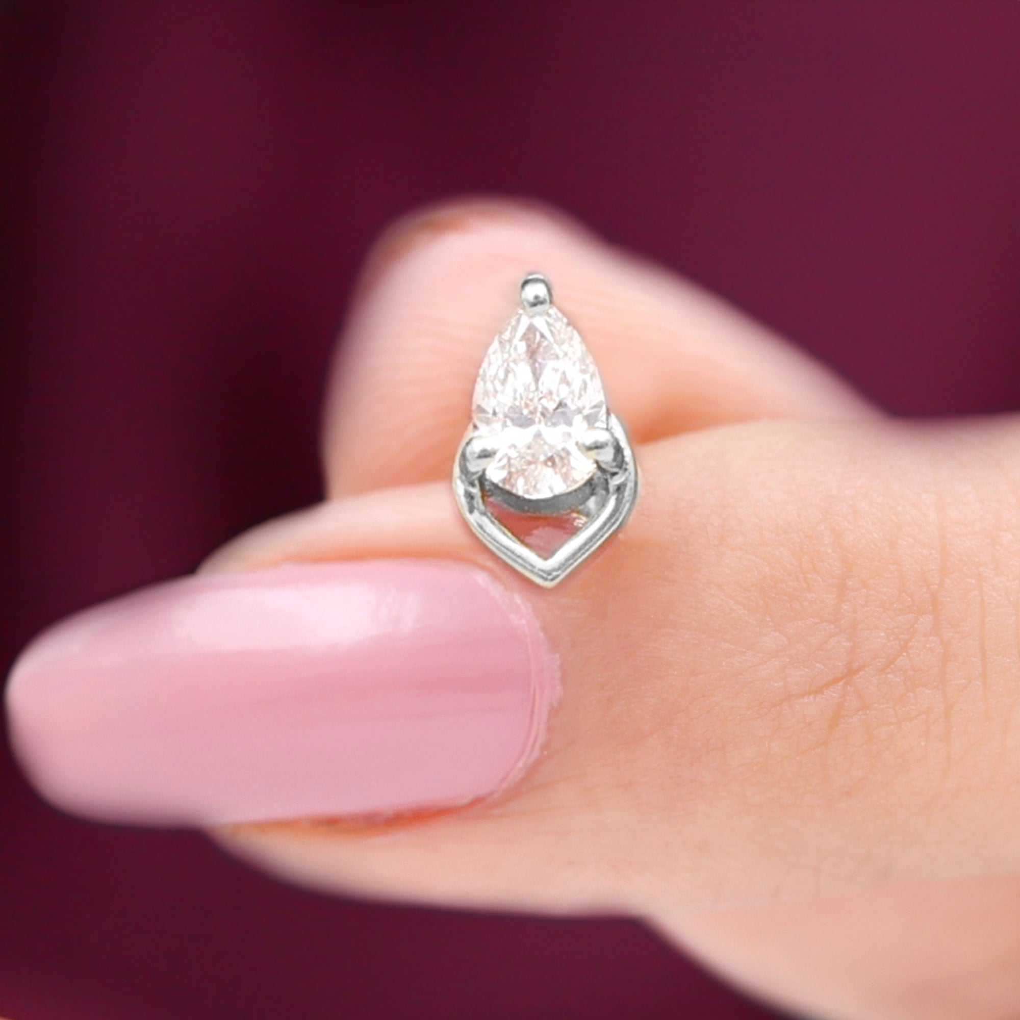 3X5MM Pear Shape Moissanite Solitaire Cartilage Earring