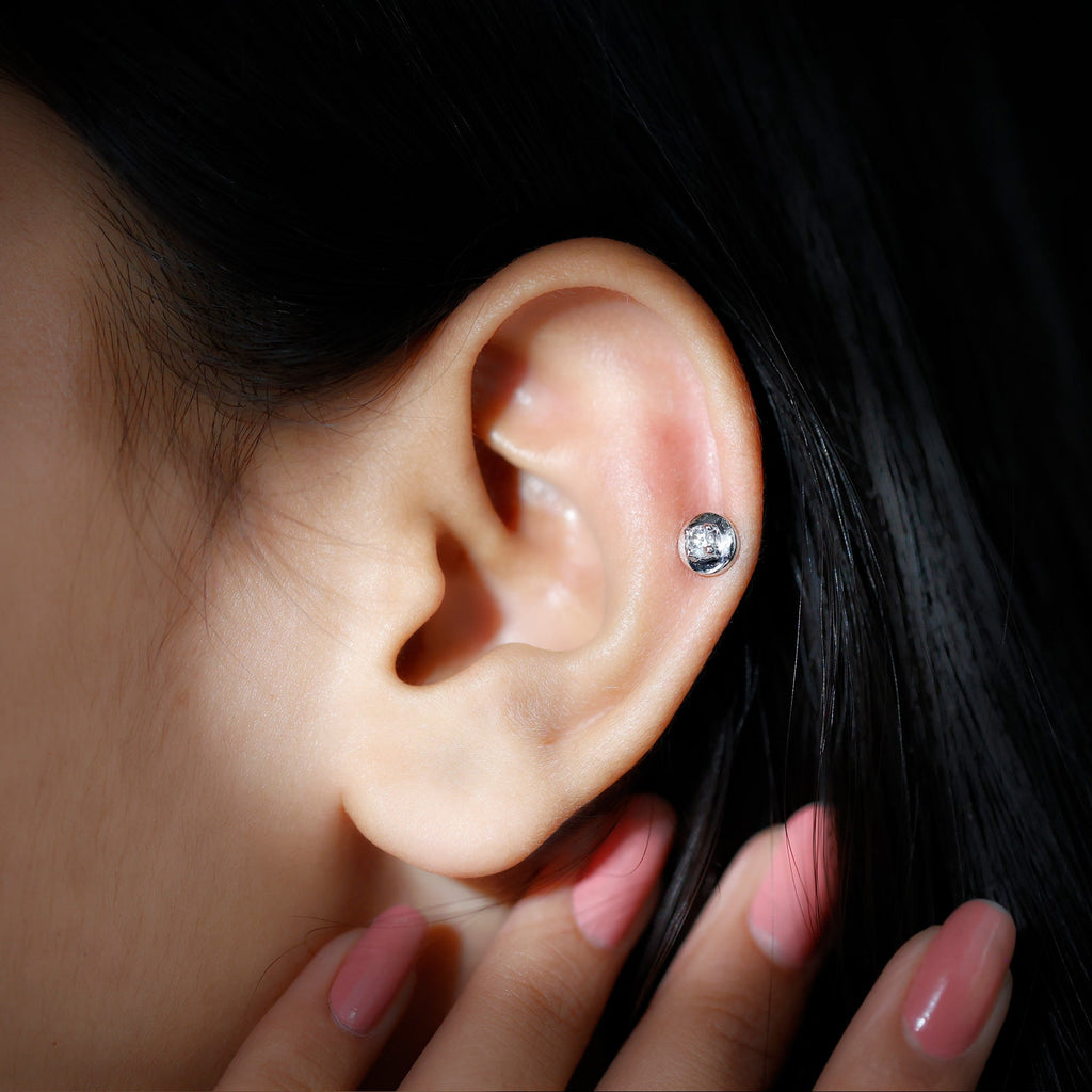 Solitaire Moissanite Circle Cartilage Earring
