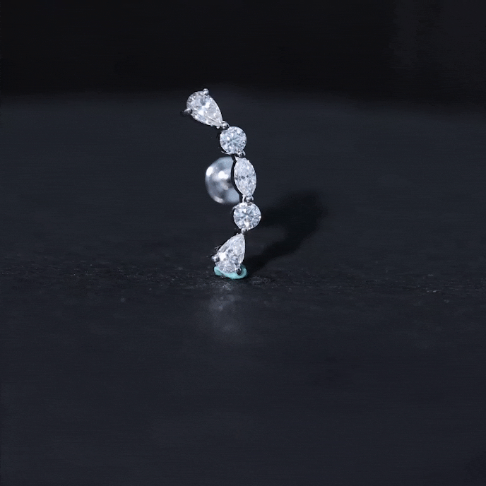 Certified Moissanite Curved Crawler Earring for Helix Piercing