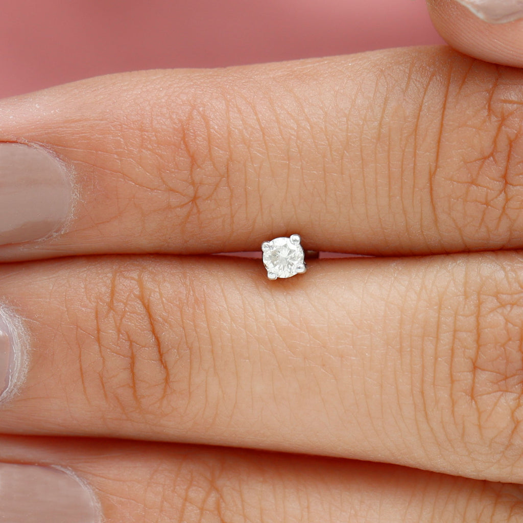 Tiny Round Moissanite Conch Earring with Flat Back