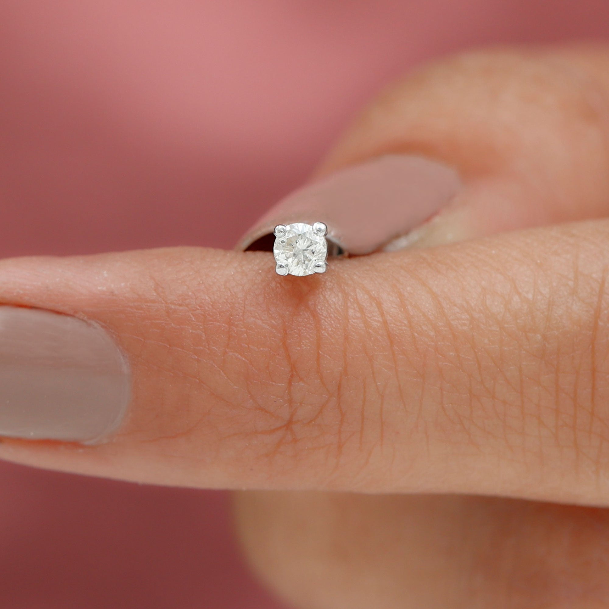 Tiny Round Moissanite Conch Earring with Flat Back