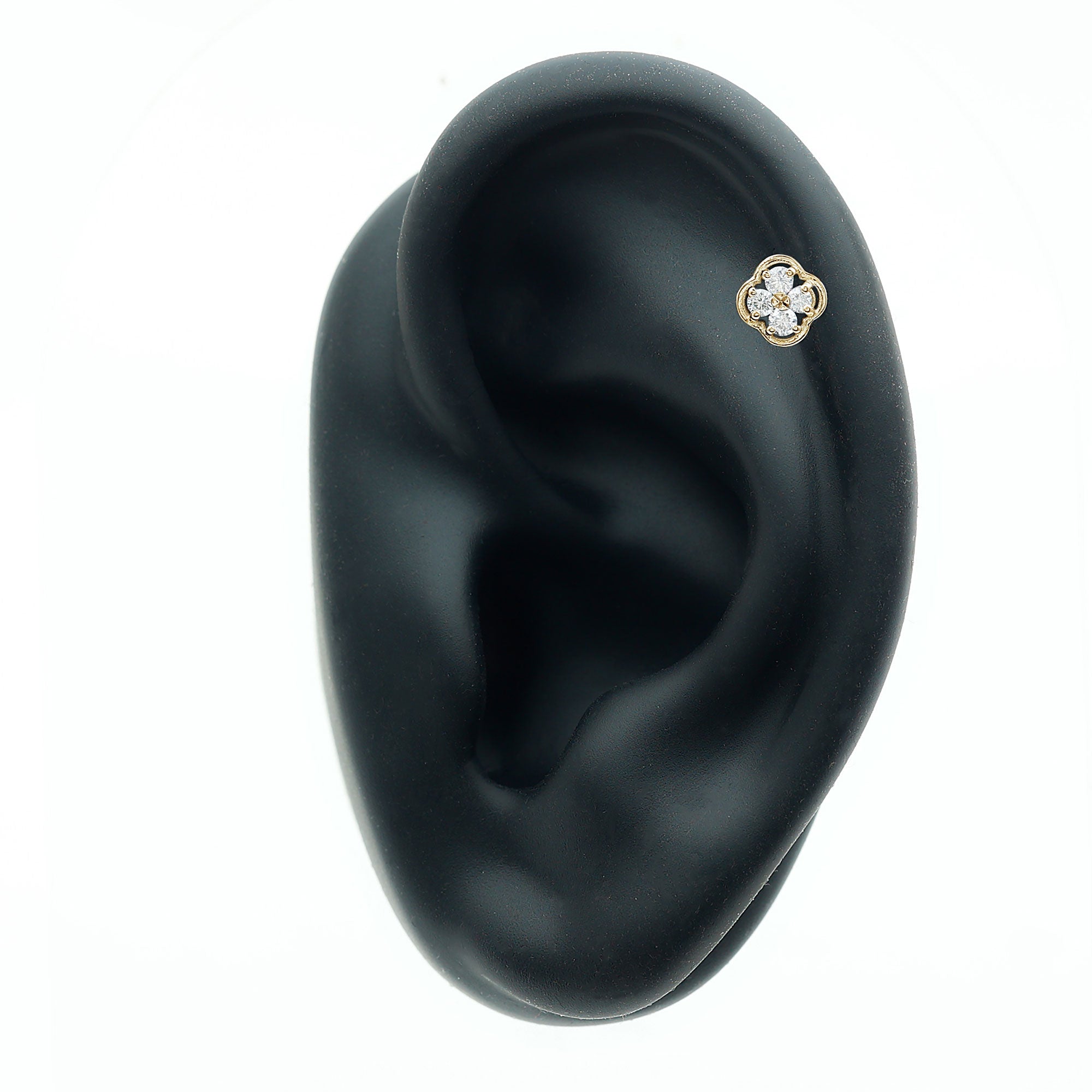 Moissanite Cluster Clover Earring for Helix Piercing