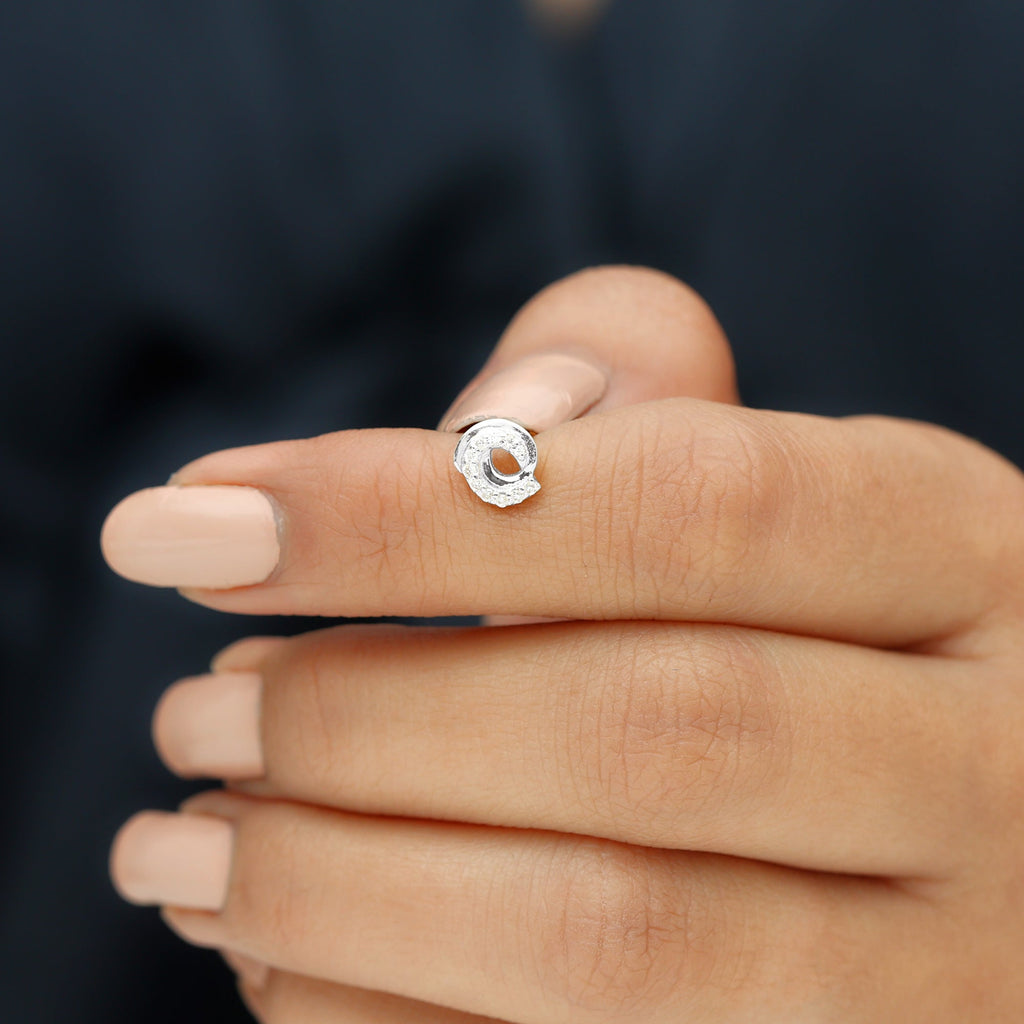Moissanite Swirl Earring for Second Hole Piercing