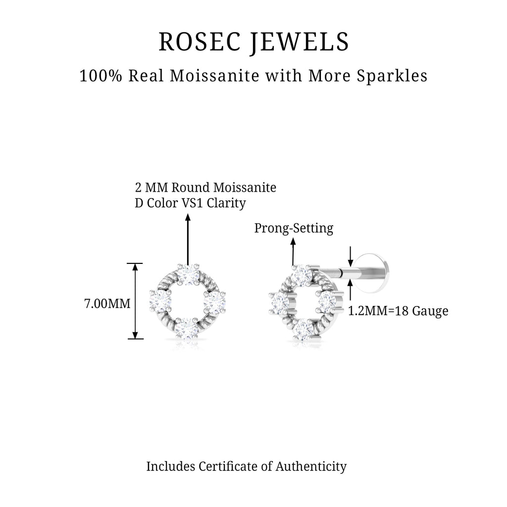 Moissanite Gold Twisted Rope Circle Earring